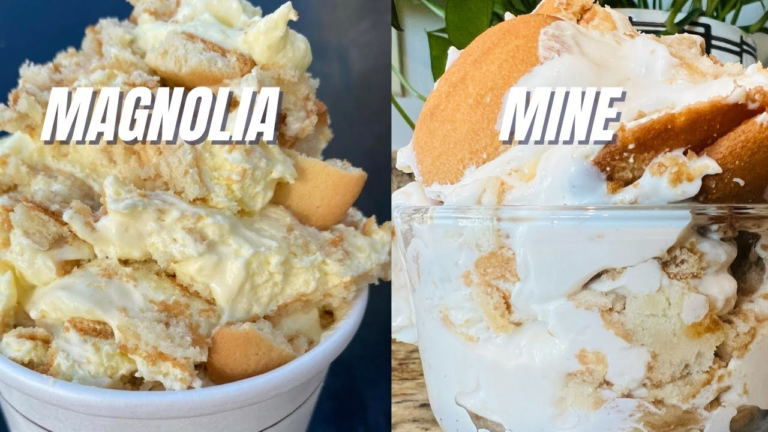 Copycat Magnolia Bakery banana pudding, layered with vanilla wafers and bananas.